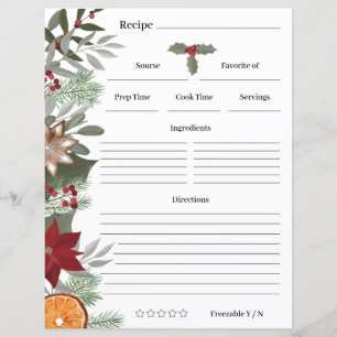 Papier Recette florale de Noël