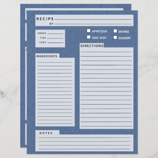 Papier Recette Jeans bleu (Devant / Derrière)