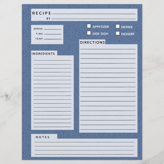 Papier Recette Jeans bleu (Devant)