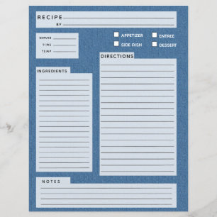 Papier Recette Jeans bleu