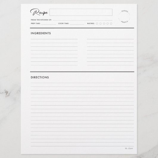 Papier Recette lin avec notes Format Lettre blanche moder (Devant)