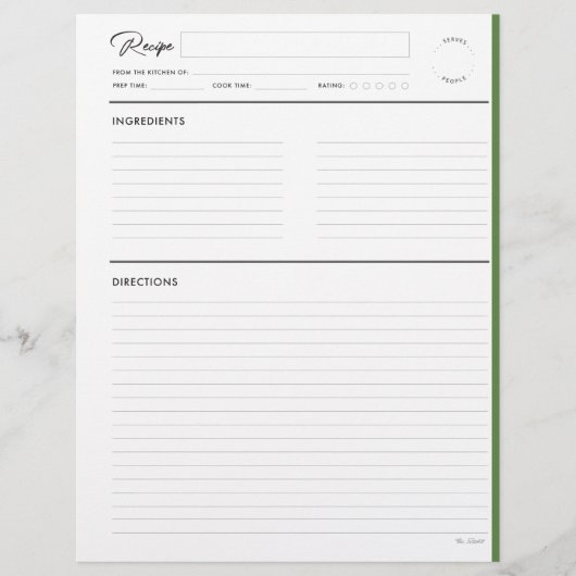 Papier Recette lin avec notes Format lettre ModernGreen (Devant)