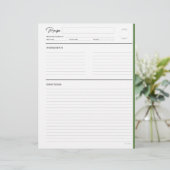 Papier Recette lin avec notes Format lettre ModernGreen (Debout devant)