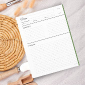 Papier Recette lin avec notes Format lettre ModernGreen