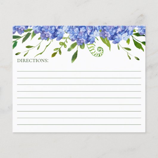 Papier Recette Mariage Blue Hydrangeas (Dos)
