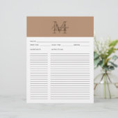 Papier Recette Monogramme Or Métallisé Taupe Script (Debout devant)