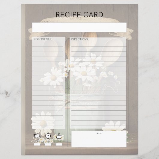 Papier Recette Pays Rustlic Insertion (Dos)