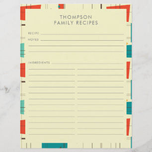 Papier Recette personnalisée Turquoise moderne milieu du 