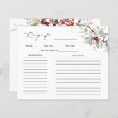 Papier Recette pour Bride Red Berries Foliage vert (Devant / Derrière)