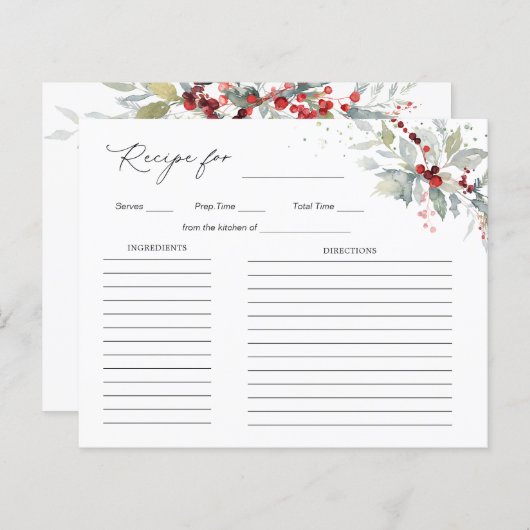 Papier Recette pour Bride Red Berries Foliage vert (Devant / Derrière)