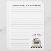 Papier Recette Retro Stove Red Kitchen Recette (Devant / Derrière)