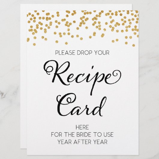 Papier Recette SIGN pour la mariée, la mariée et la Weddi (Devant / Derrière)