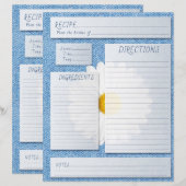 Papier Recettes Cahier de Recettes Insérer Jeans Daisy Ca (Devant / Derrière)