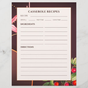 Papier Recettes casseroles   Cerises botaniques de Bourgo
