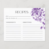 Papier Recettes de Baby Shower Floral Toile Française Vin (Devant)