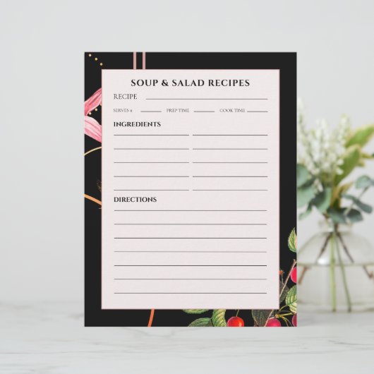 Papier Recettes de soupe et salade | Cerises botaniques n (Debout devant)