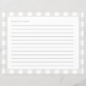 Papier Recettes En vichy Motif Gris et blanc Recette Card (Dos)