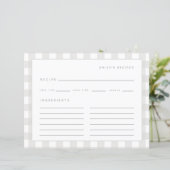 Papier Recettes En vichy Motif Gris et blanc Recette Card (Debout devant)