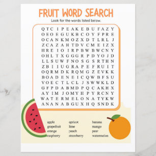 Papier Recherche de mots de fruits