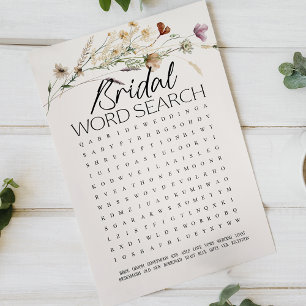 Papier Recherche de mots de jeu de douche de mariée Fleur