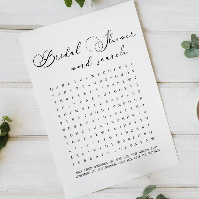 Papier Recherche de mots de jeu de douche de mariée moder (Créateur téléchargé)