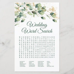 Papier Recherche de mots de mariage au eucalyptus Jeu de
