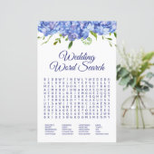 Papier Recherche de mots de mariage Hydrangeas bleues (Debout devant)
