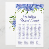 Papier Recherche de mots de mariage Hydrangeas bleues (Devant / Derrière)