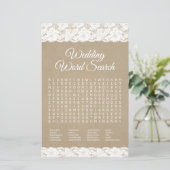 Papier Recherche de mots de mariage Jeu de douche en dent (Debout devant)