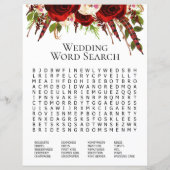 Papier Recherche de mots de mariage LGBTQ Boho Roses roug (Dos)