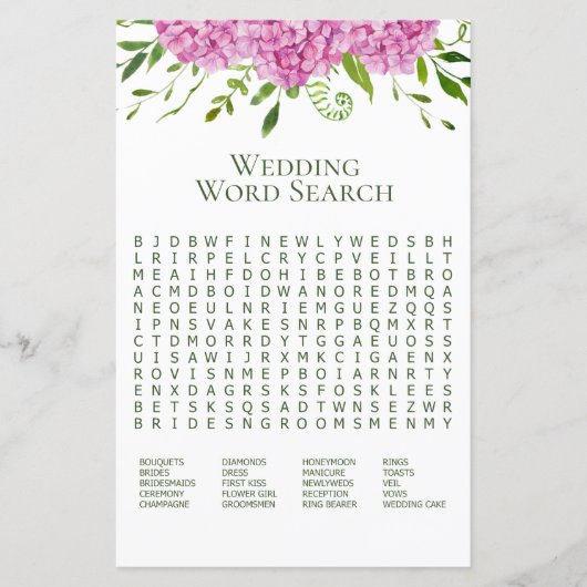 Papier Recherche de mots Hydrangea Rose Jeu de douche de (Devant)