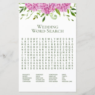 Papier Recherche de mots Hydrangea Rose Jeu de douche de