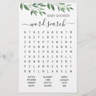 Papier Recherche de mots Jeu Baby shower partie jeu