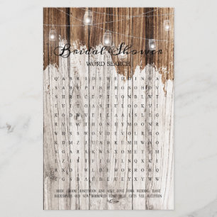 Papier Recherche de mots jeu de douche de mariée Lanterne