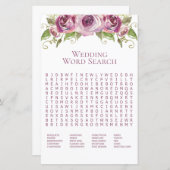 Papier Recherche de mots Mariages Rose Lavender (Devant / Derrière)
