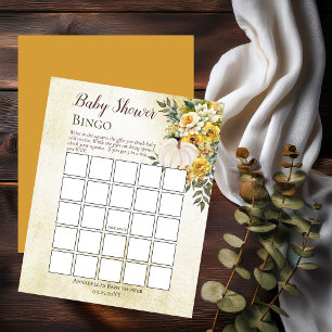 Papier Récolte citrouille Bingo Baby shower Floral Or