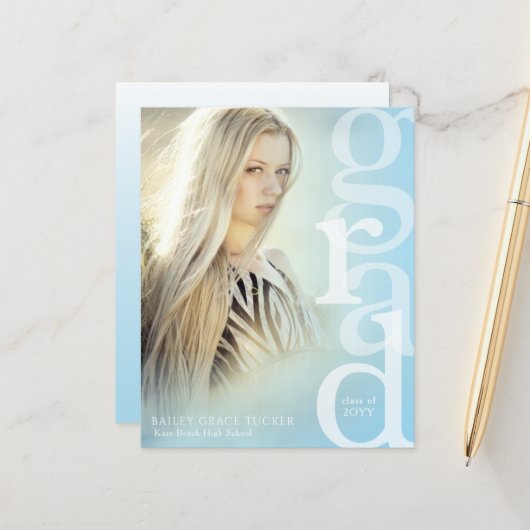 Papier Recouvrement de la grille Budget Bleu Faire-part d (Devant/Arrière en situation)