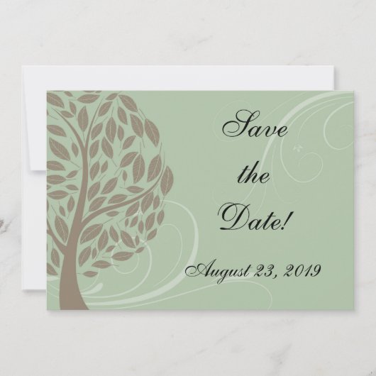 Papier Recyclé Éco Arbre Vert Photo Save the Date (Devant)