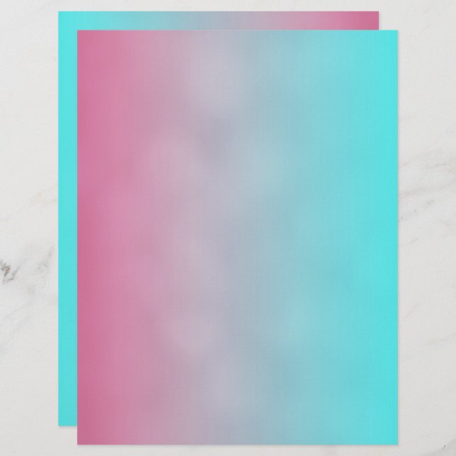 Papier Recyclé rose à Aqua Ombre 8 1/2" x 11" (Devant / Derrière)