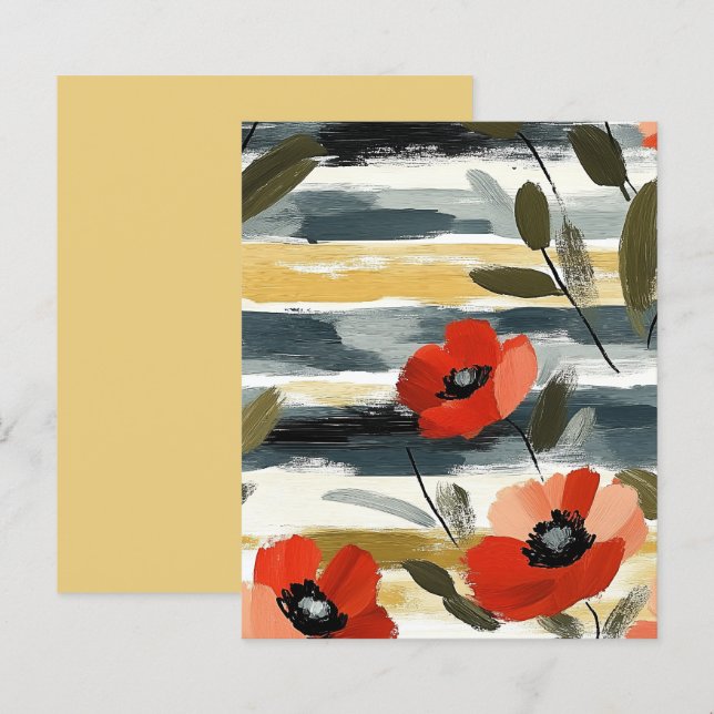 Papier Red Abstract Poppy Floral Scrapbook Paper (Devant / Derrière)