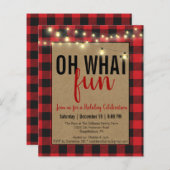 Papier Red Buffalo Plaid Oh Quel Amusant Invitation de fê (Devant / Derrière)