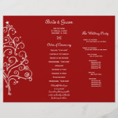 Papier Red Christmas Tree Winter Tri Fold Wedding Program (Devant)