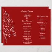 Papier Red Christmas Tree Winter Tri Fold Wedding Program (Devant / Derrière)