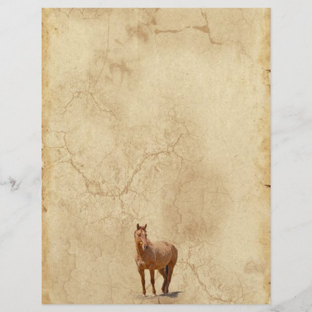 Papier Red Dun sur Parchment Cheval-amant's Equine Cadeau (Devant)