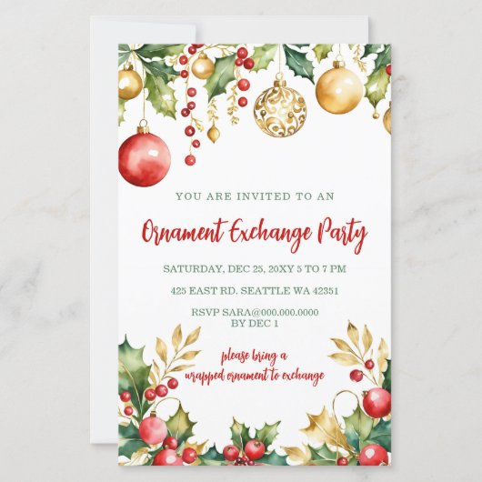 Papier Red Gold Festive Ornament Exchange Christmas Party (Devant)