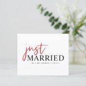 Papier Red Handwriting Just Married Faire-part (Debout devant)