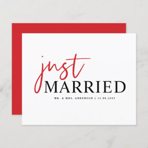 Papier Red Handwriting Just Married Faire-part
