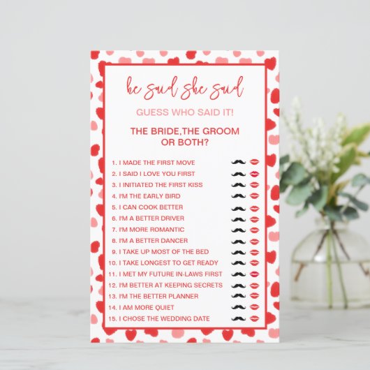 Papier Red Heart Mariée ou Groom Devinez qui a dit jeu (Debout devant)