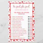 Papier Red Heart Mariée ou Groom Devinez qui a dit jeu (Devant)