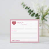 Papier Red Heart Rustic Fête des mariées rose Recette Car (Debout devant)